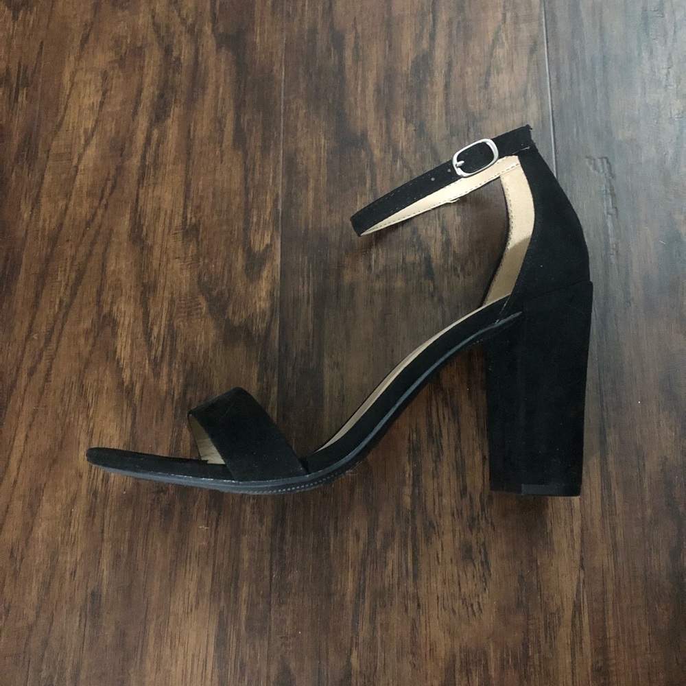 Black Faux Suede Heels